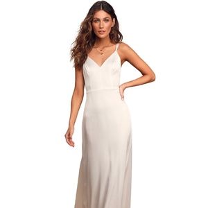 Lulus Luxe Living Ivory Satin Dress